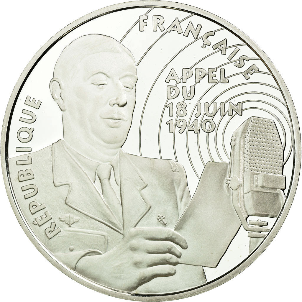 Moneda, Francia, Appel du 18 juin 1940, 100 Francs, 1994, BE, FDC, Plata