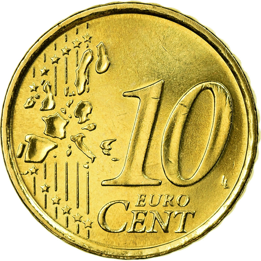 San Marino, 10 Euro Cent, 2002, MS(65-70), Brass, KM:443