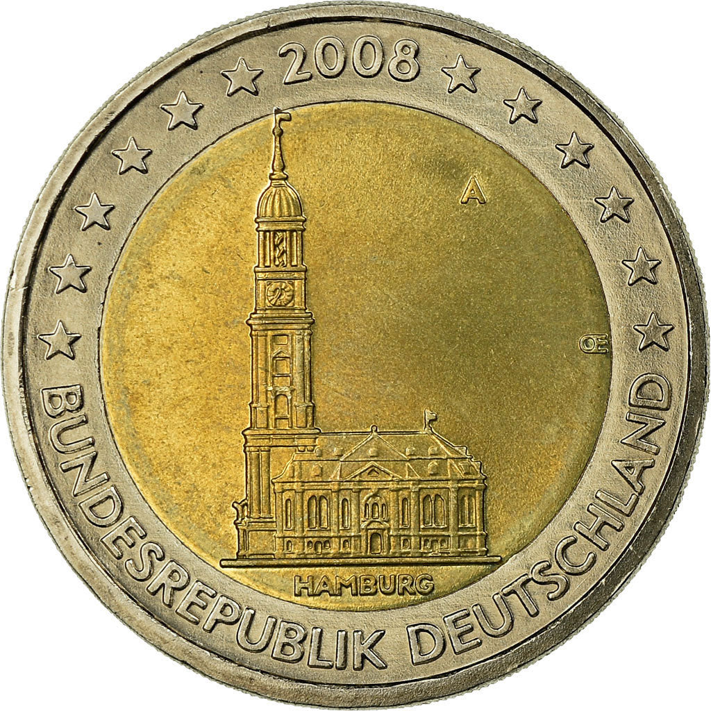 GERMANY - FEDERAL REPUBLIC, 2 Euro, Cathédrale d'Hambourg, 2008, MS(63)
