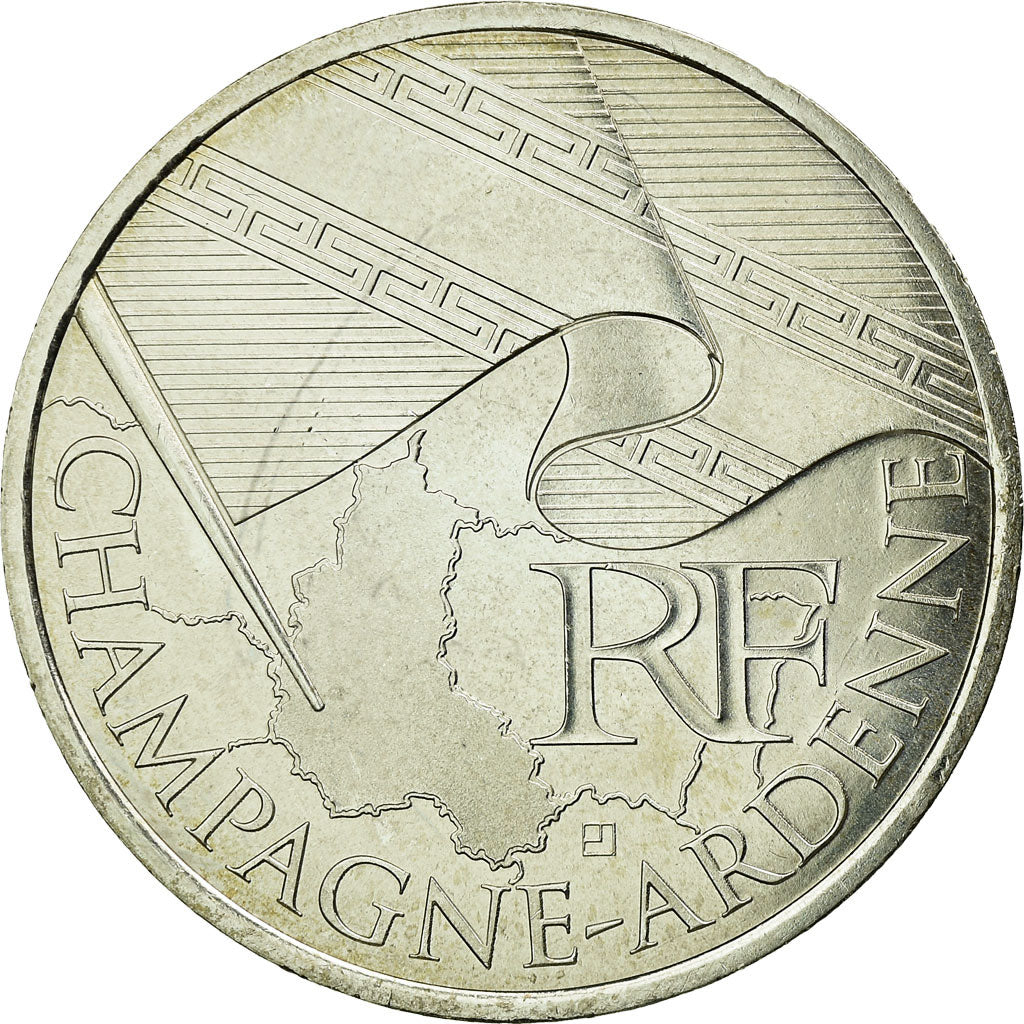 França, 10 Euro, Champagne-Ardenne, 2010, MS(63), Prata, KM:1651