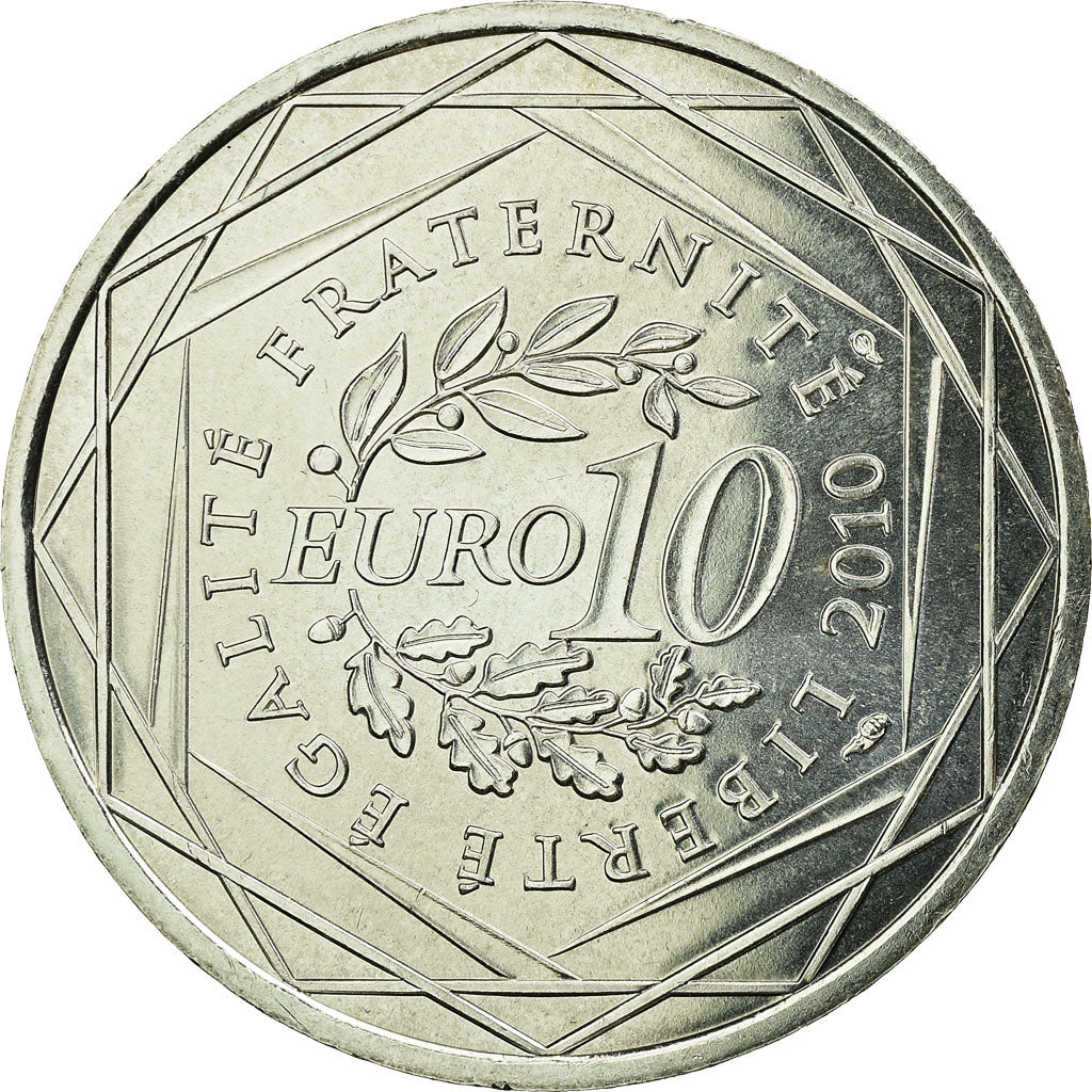 França, 10 Euro, Champagne-Ardenne, 2010, MS(63), Prata, KM:1651