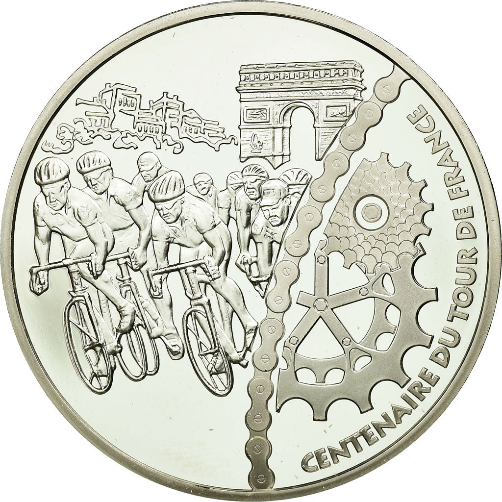 France, 1-1/2 Euro, Tour de France, 2003, BE, MS(65-70), Silver, KM:1322