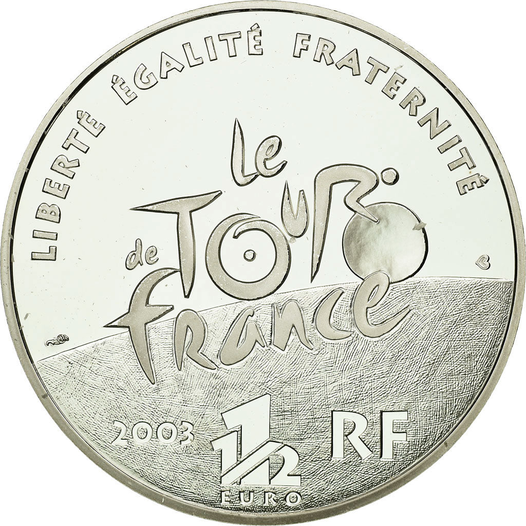 France, 1-1/2 Euro, Tour de France, 2003, BE, MS(65-70), Silver, KM:1322