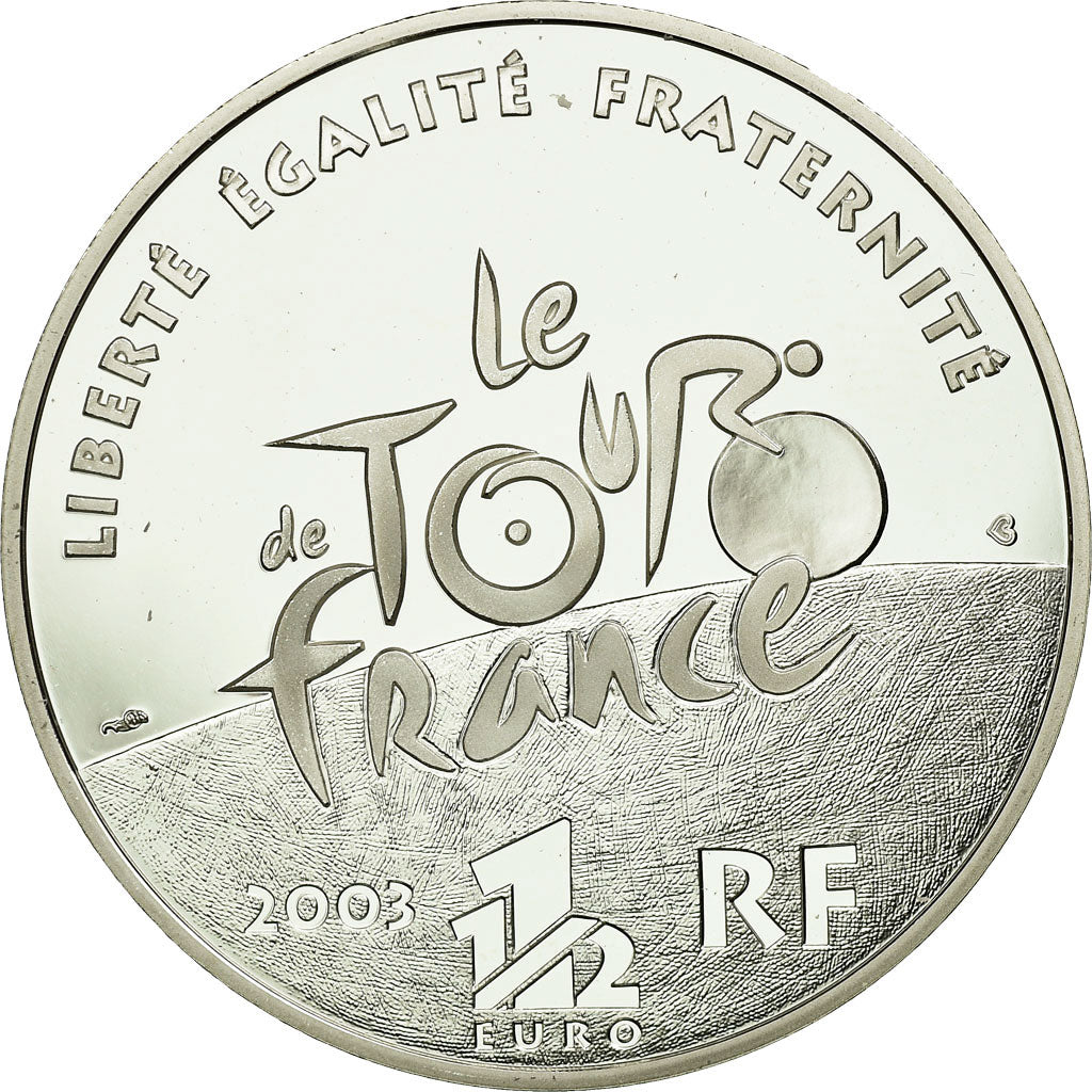 França, 1-1/2 Euro, Tour de France, 2003, BE, MS(65-70), Prata, KM:1325