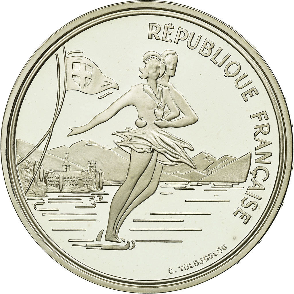 Moneda, Francia, Patinage, 100 Francs, 1989, BE, EBC, Plata, KM:972, Gadoury:C1