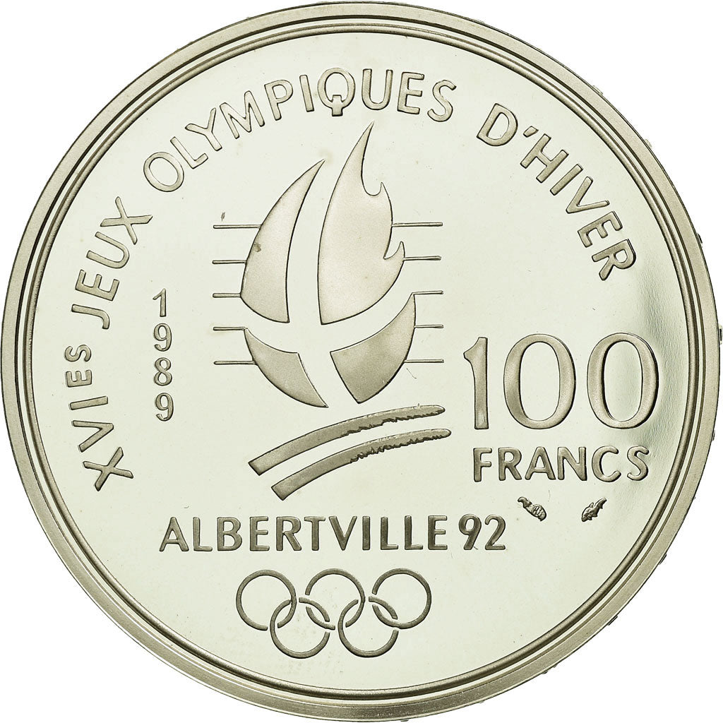 Moneda, Francia, Patinage, 100 Francs, 1989, BE, EBC, Plata, KM:972, Gadoury:C1