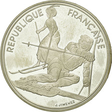 Munten, Frankrijk, Slalom skiers, 100 Francs, 1990, BE, ZF, Zilver, KM:984