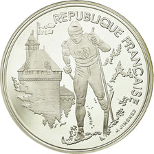 Coin, France, Cross-country skier, 100 Francs, 1991, BE, MS(65-70), Silver