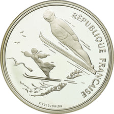 Münze, Frankreich, Ski jumpers, 100 Francs, 1991, BE, STGL, Silber, KM:995