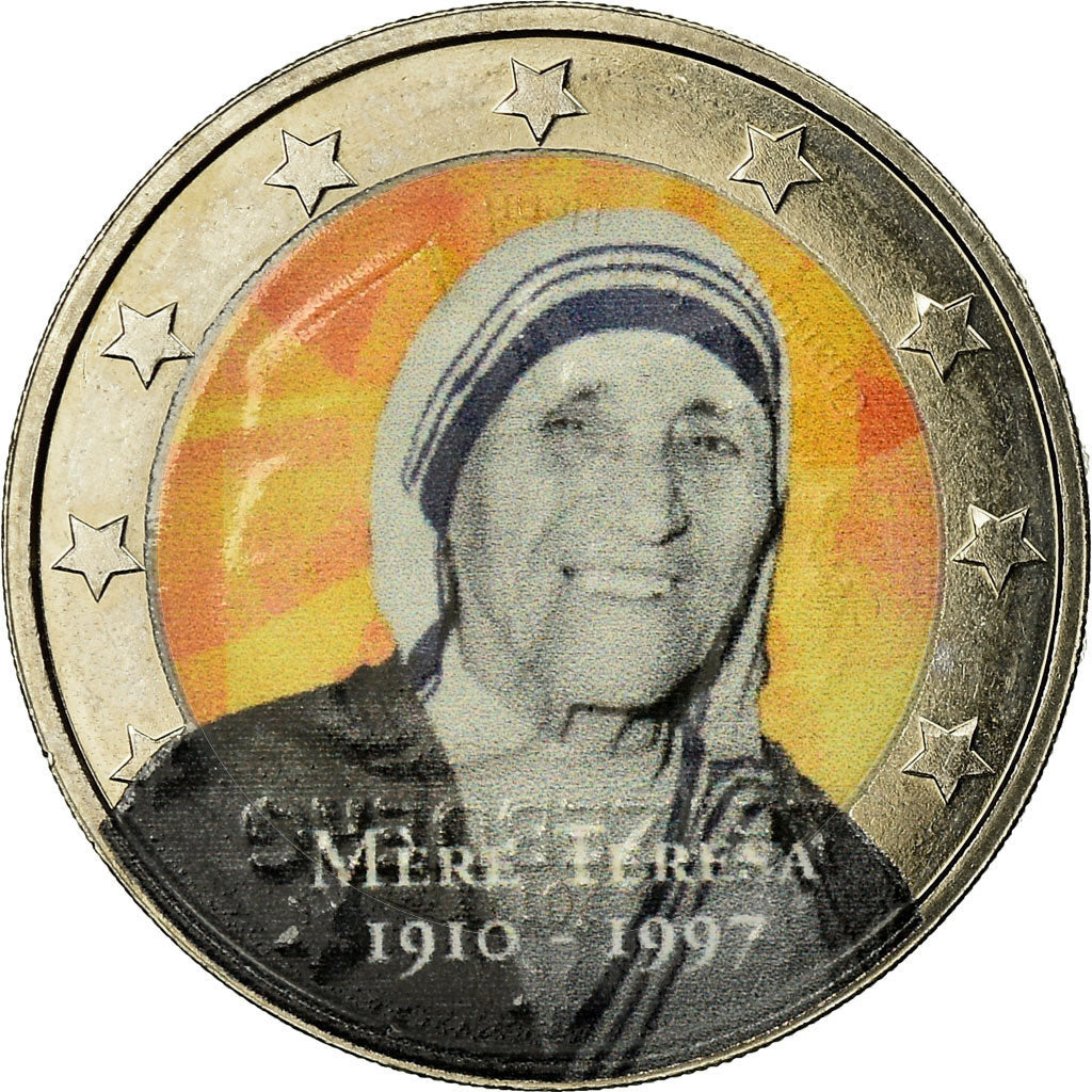 Private proofs / unofficial, 2 Euro, Mere Teresa, Colorised, EF(40-45)
