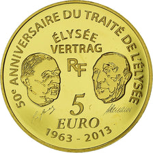 France, 5 Euro, Traité de l'Elysée, 2013, BE, MS(65-70), Gold, Gadoury:EU599