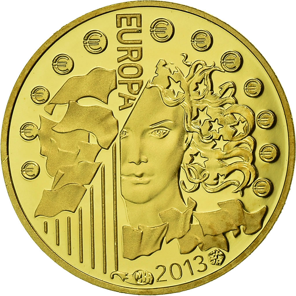 France, 5 Euro, Traité de l'Elysée, 2013, BE, MS(65-70), Gold, Gadoury:EU599