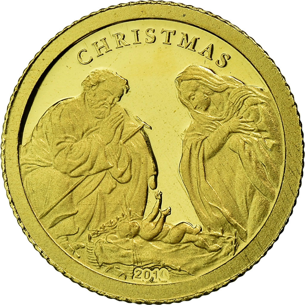 Coin, Palau, Christmas, Dollar, 2010, Proof, MS(65-70), Gold, KM:445