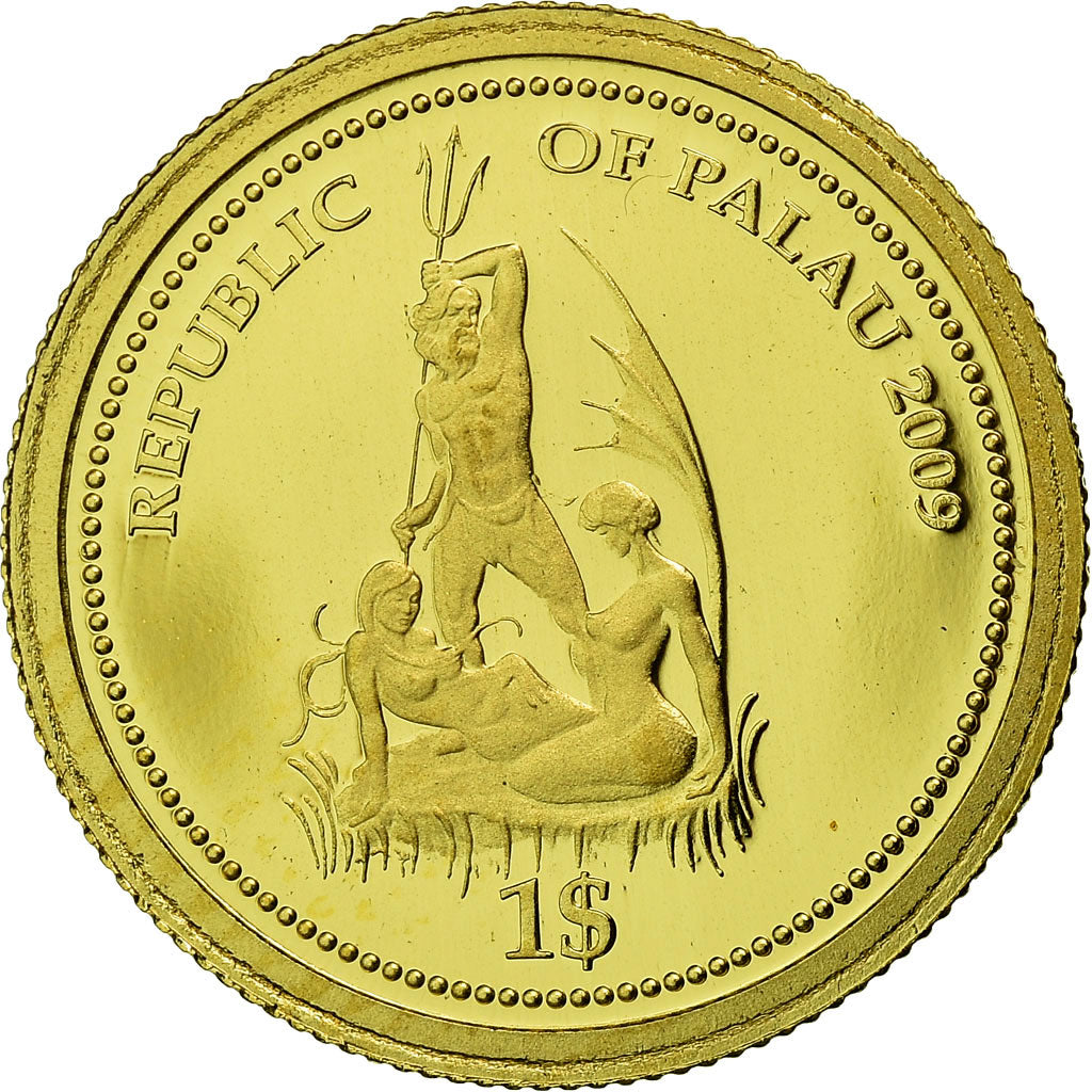Coin, Palau, Lionfish, Dollar, 2009, CIT, Proof, MS(65-70), Gold, KM:234