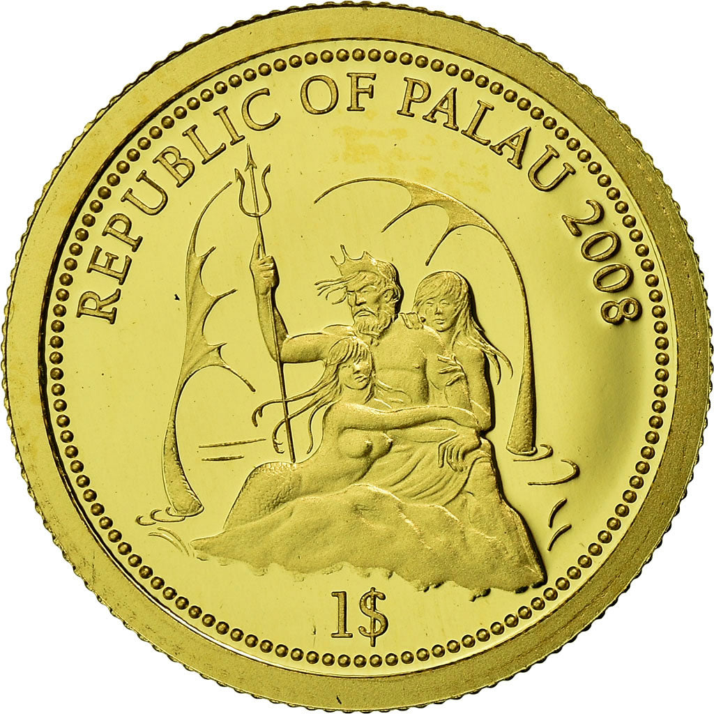 Coin, Palau, Requin gris, Dollar, 2008, Proof, MS(65-70), Gold, KM:163