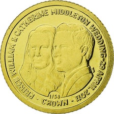 Coin, Falkland Islands, William & Kate, Crown, 2011, Proof, MS(65-70), Gold