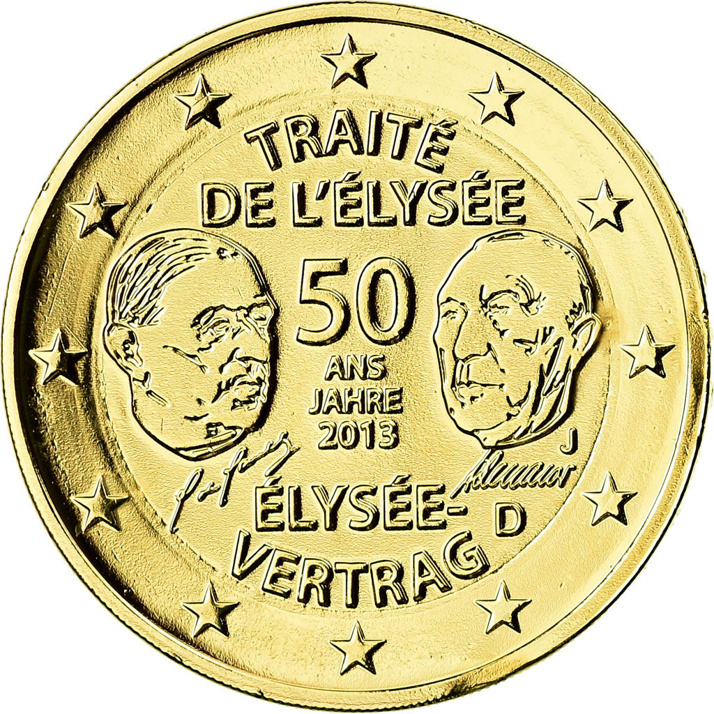 Bundesrepublik Deutschland, 2 Euro, Traité de l'Elysée, 2013, gold-plated