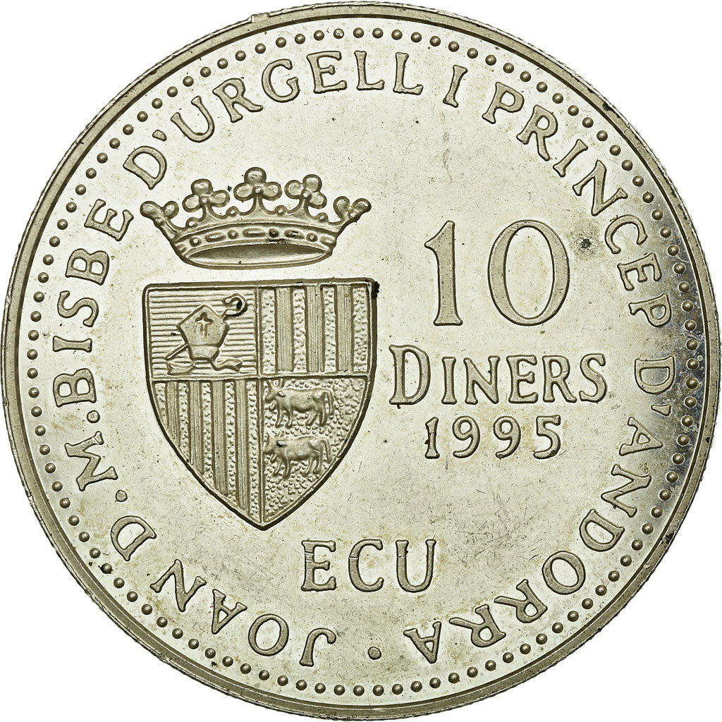 Münze, Andorra, 10 Diners, 1995, Proof, SS, Silber, KM:114