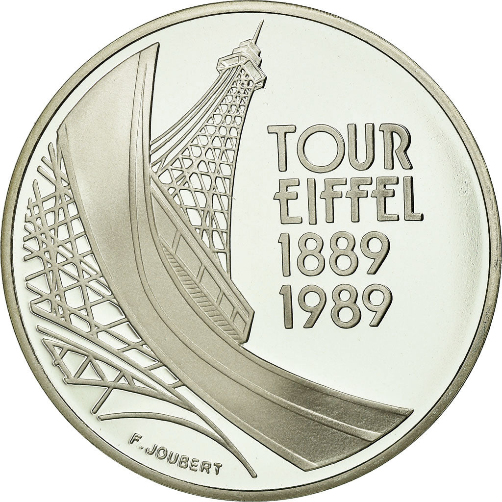 Moneda, Francia, Tour Eiffel, 5 Francs, 1989, Paris, BE, FDC, Plata, KM:968a