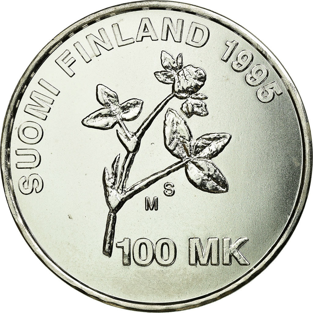 Coin, Finland, Artturi Ilmari Virtanen, 100 Markkaa, 1995, MS(63), Silver, KM:80