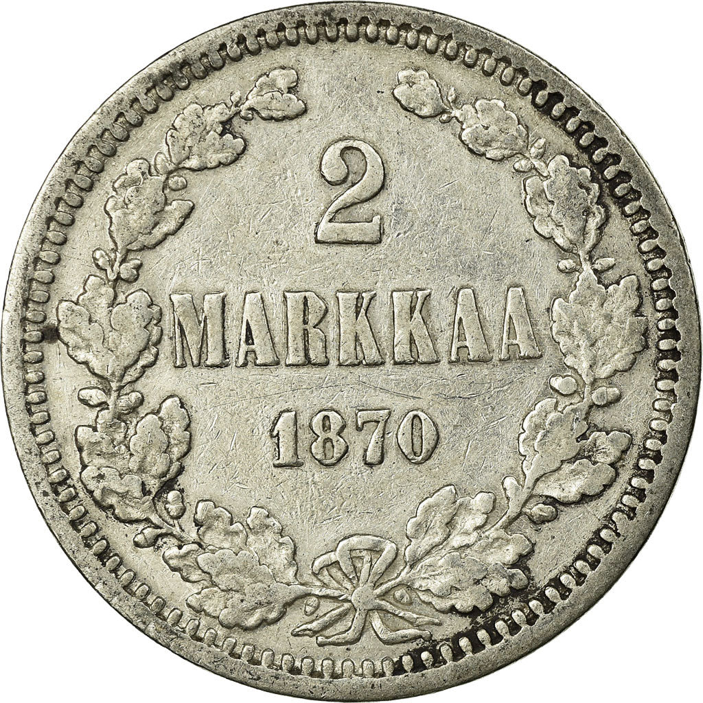 Coin, Finland, Alexander II, 2 Markkaa, 1870, EF(40-45), Silver, KM:7.1