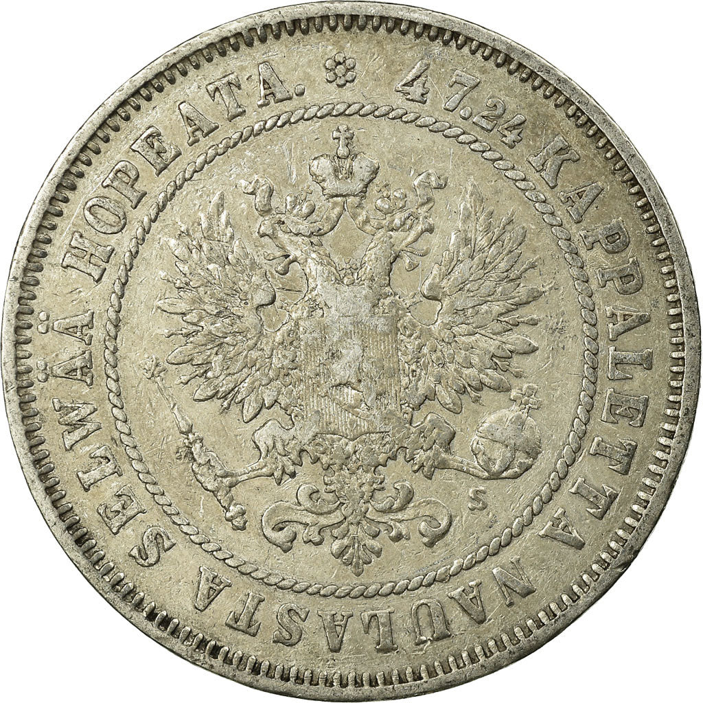 Coin, Finland, Nicholas II, 2 Markkaa, 1874, EF(40-45), Silver, KM:7.2