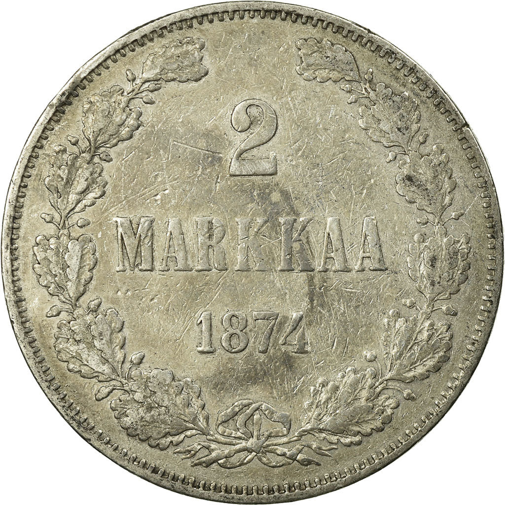 Coin, Finland, Nicholas II, 2 Markkaa, 1874, EF(40-45), Silver, KM:7.2