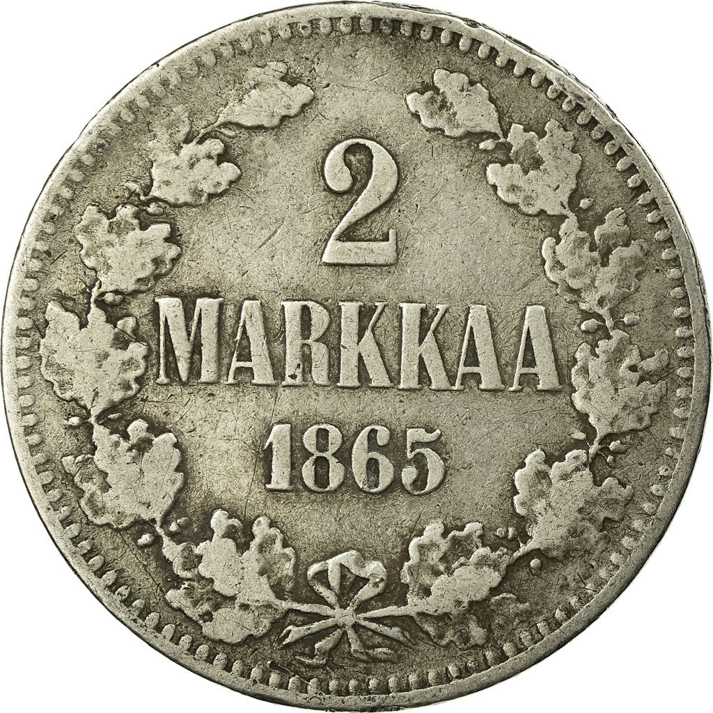 Coin, Finland, Alexander II, 2 Markkaa, 1865, EF(40-45), Silver, KM:7.1