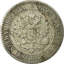 Coin, Finland, Alexander II, 2 Markkaa, 1865, VF(30-35), Silver, KM:7.1