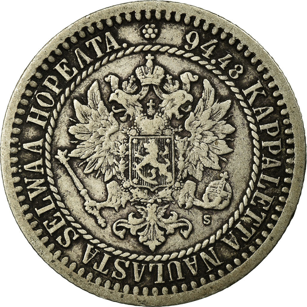 Coin, Finland, Alexander II, Markka, 1865, EF(40-45), Silver, KM:3.1