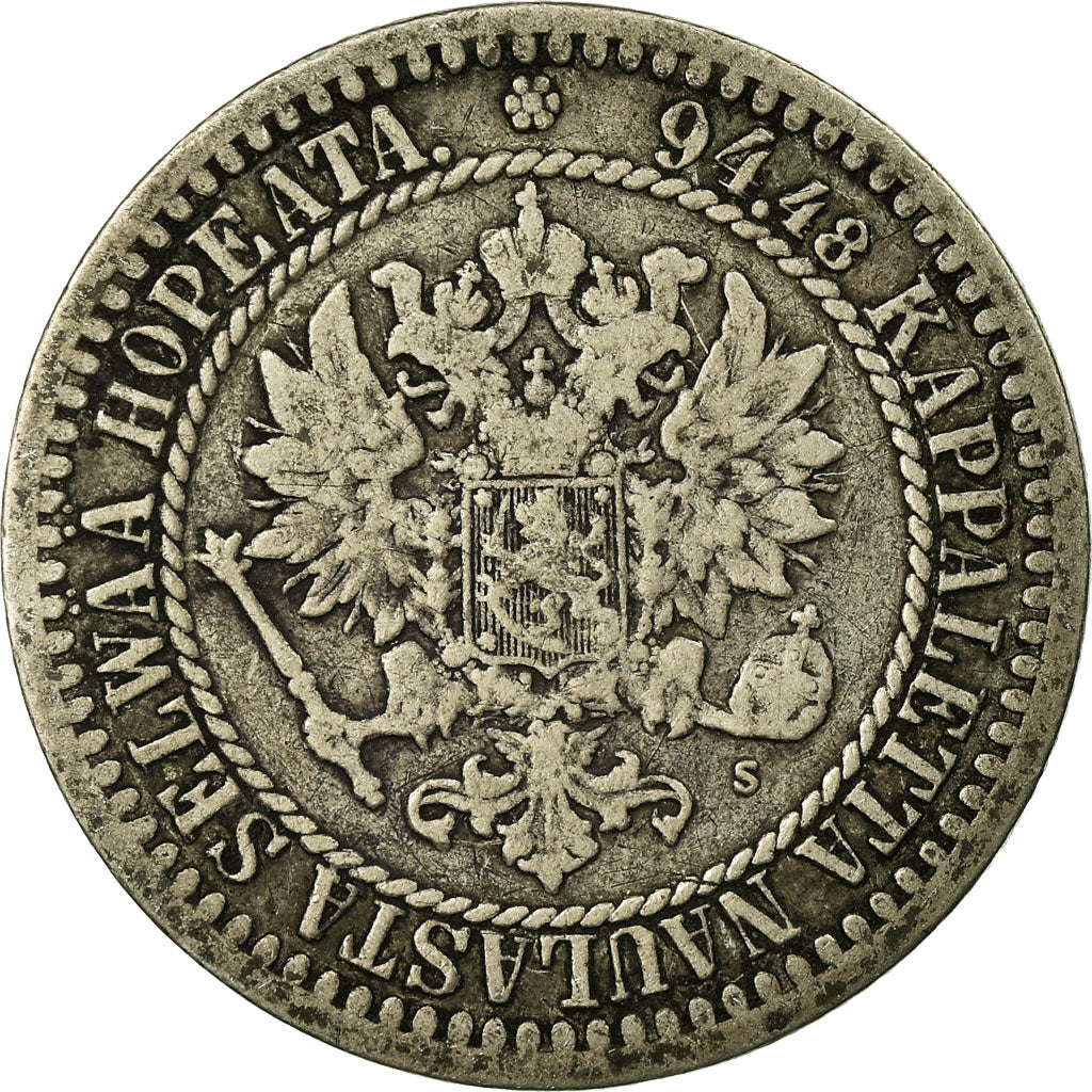 Coin, Finland, Alexander II, Markka, 1865, EF(40-45), Silver, KM:3.1