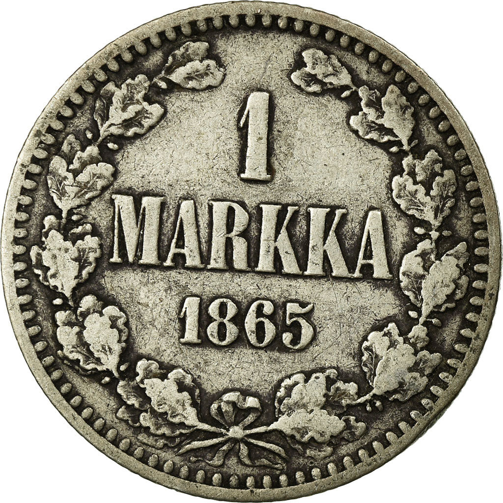 Coin, Finland, Alexander II, Markka, 1865, VF(30-35), Silver, KM:3.1
