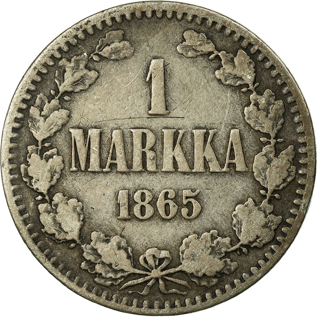 Coin, Finland, Alexander II, Markka, 1865, VF(30-35), Silver, KM:3.1