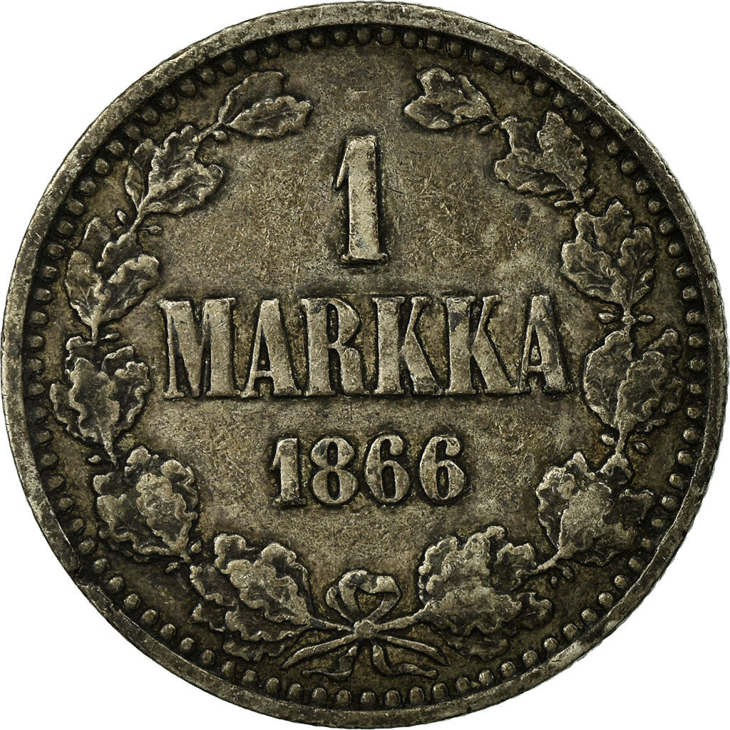 Moneta, Finlandia, Alexander II, Markka, 1866, EF(40-45), Srebro, KM:3.1