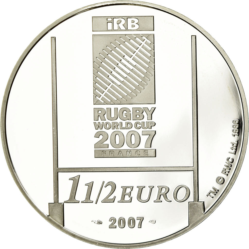 Francia, 1-1/2 Euro, Coupe du monde de Rugby en France, 2007, BE, FDC, Argento