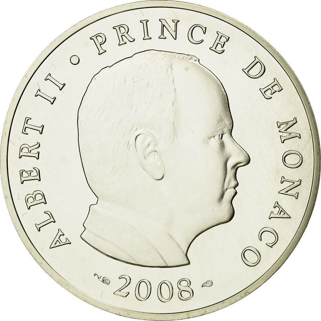 Mónaco, 5 Euro, Prince Albert, 2008, BU, MS(65-70), Prata, Gadoury:MC199