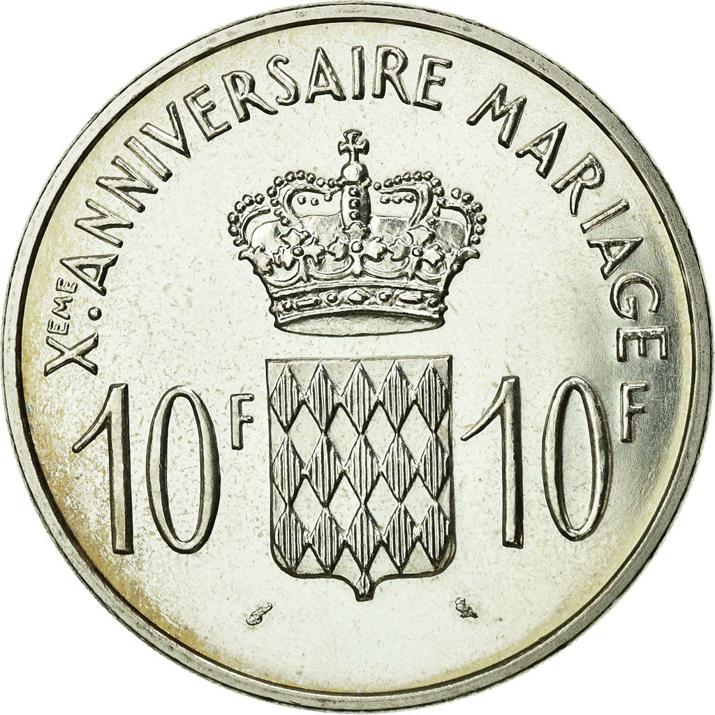 Coin, Monaco, Grace et Rainier III, 10 Francs, 1966, MS(60-62), Silver, KM:M1