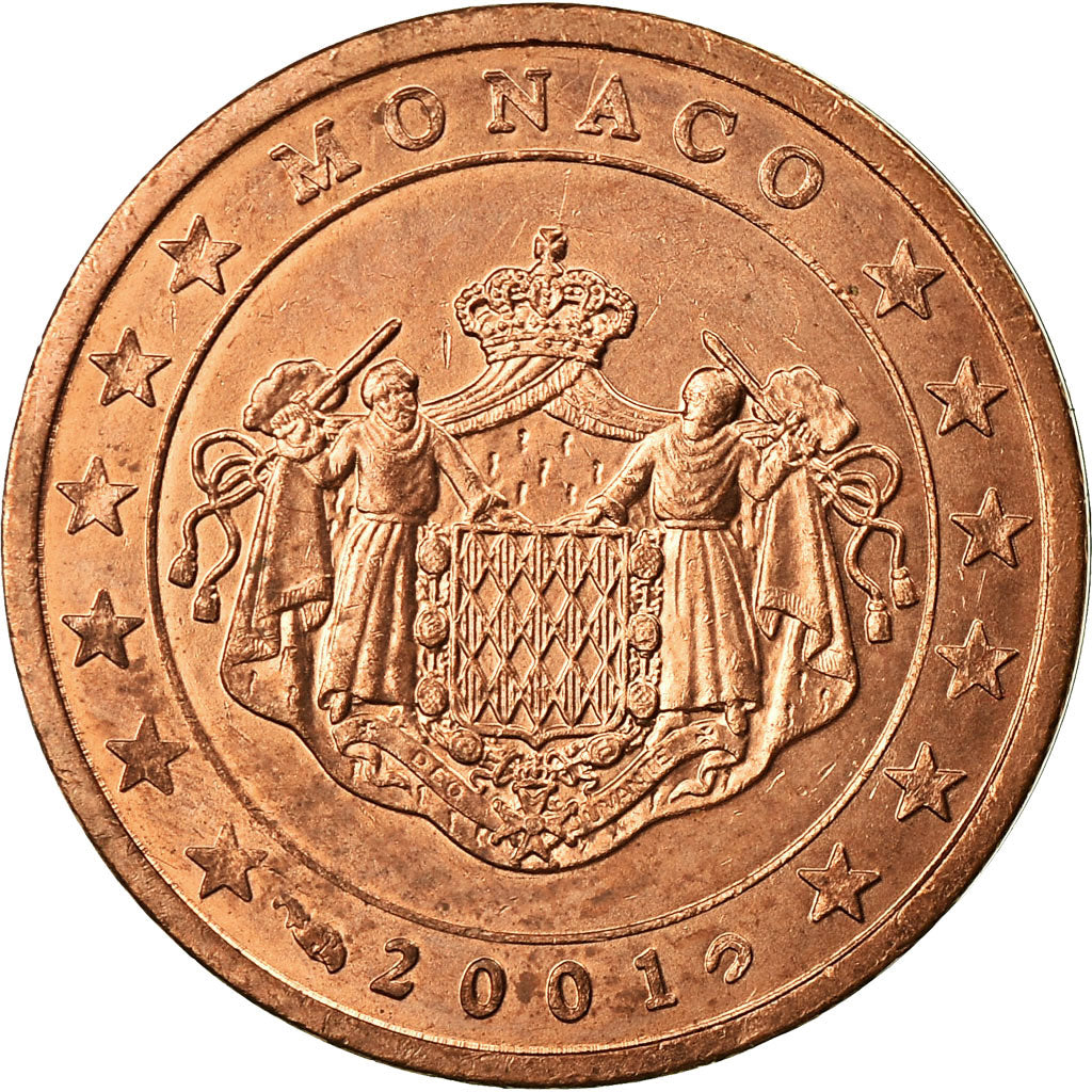 Monaco, 2 Euro Cent, 2001, AU(55-58), Copper Plated Steel, KM:168