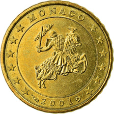 Monaco, 10 Euro Cent, 2001, AU(55-58), Brass, KM:170