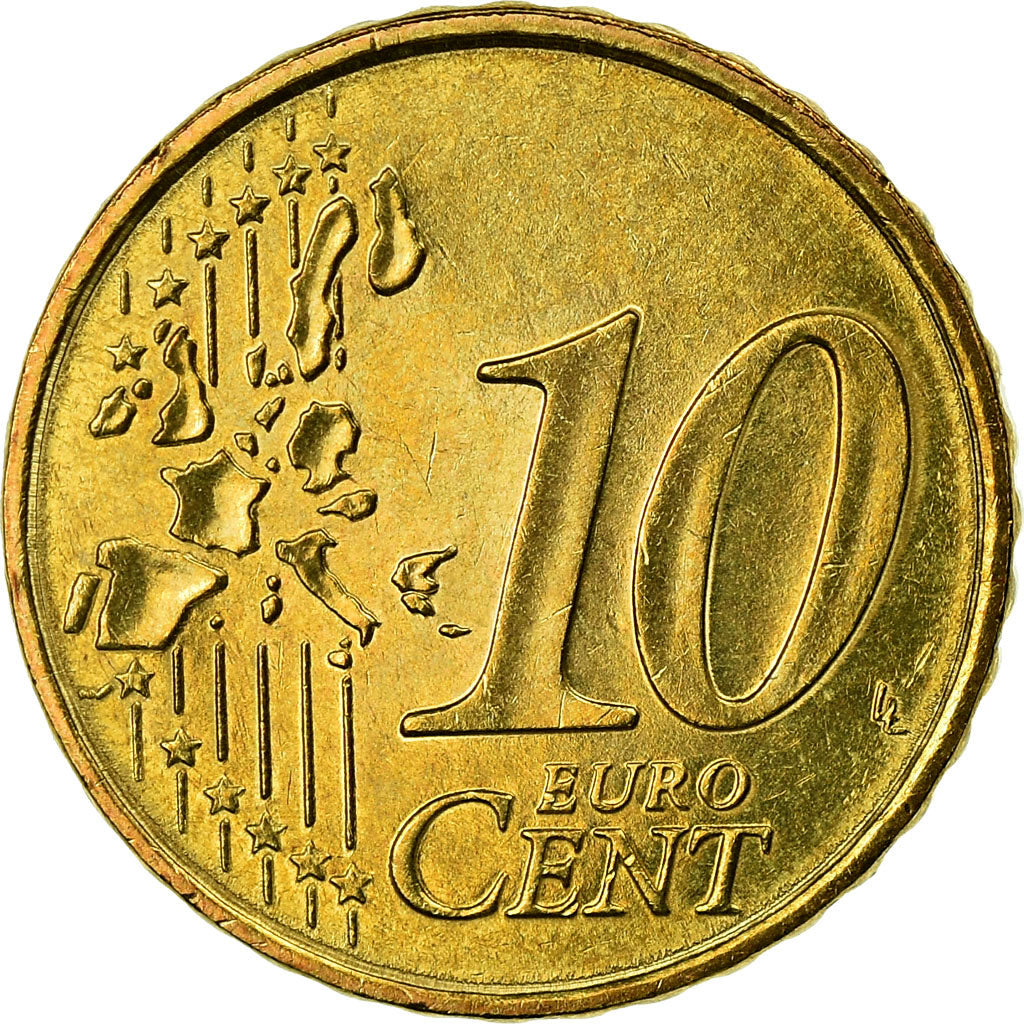 Monaco, 10 Euro Cent, 2001, AU(55-58), Brass, KM:170