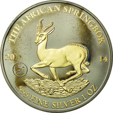 Coin, Gabon, African Springbox, 1000 Francs, 2014, Paris, golden, MS(65-70)