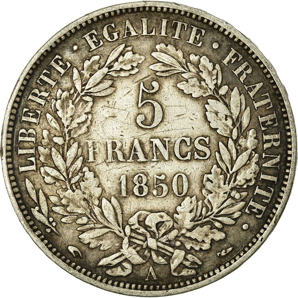 Coin, France, Cérès, 5 Francs, 1850, Paris, VF(30-35), Silver, KM:761.1