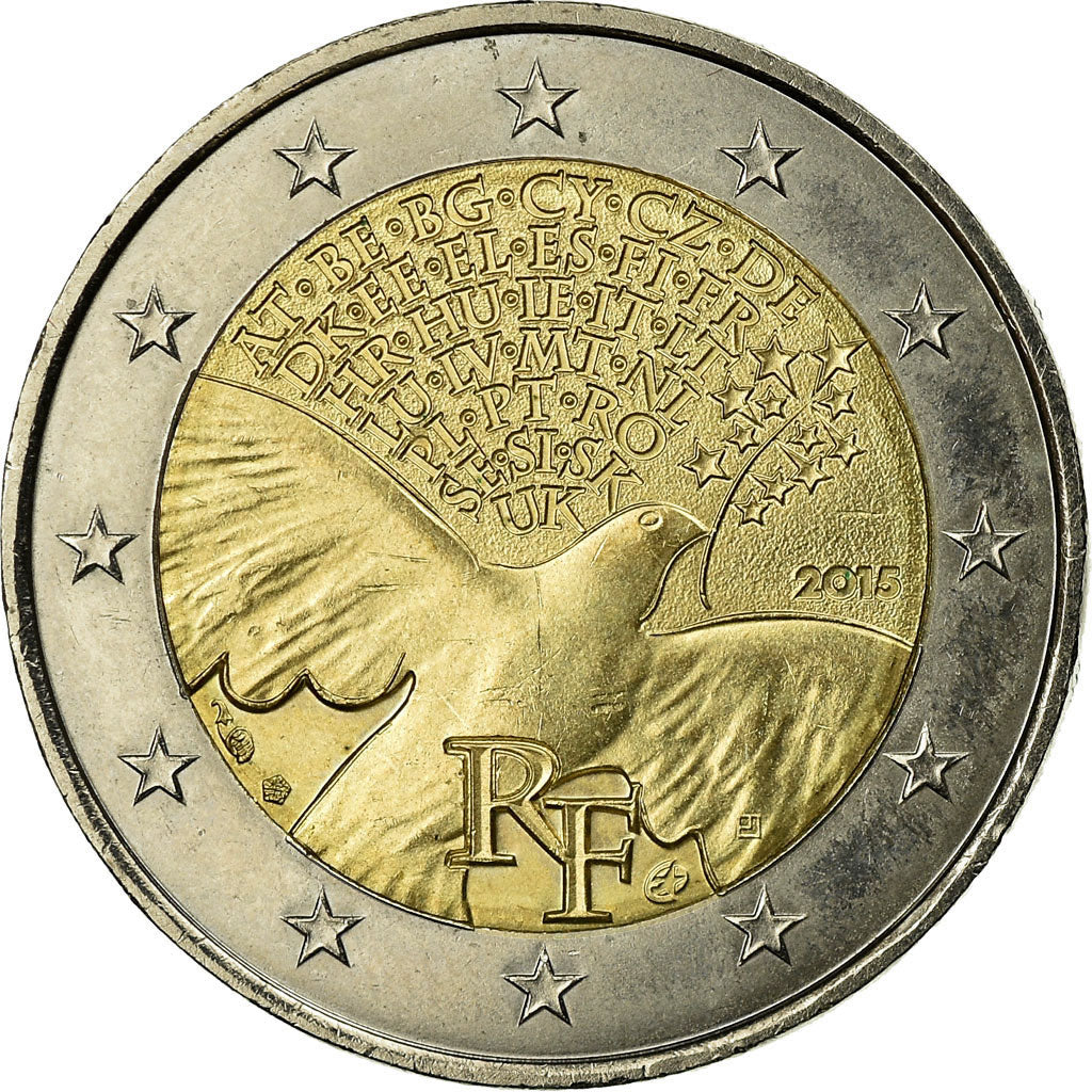 França, 2 Euro, La Paix, 2015, AU(55-58), Bimetálico