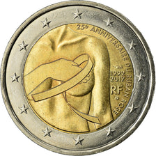 Francia, 2 Euro, 25e Anniversaire du ruban rose, 2017, EBC, Bimetálico