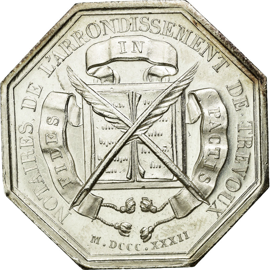 France, Token, Notary, 1832, MS(63), Silver, Lerouge:409