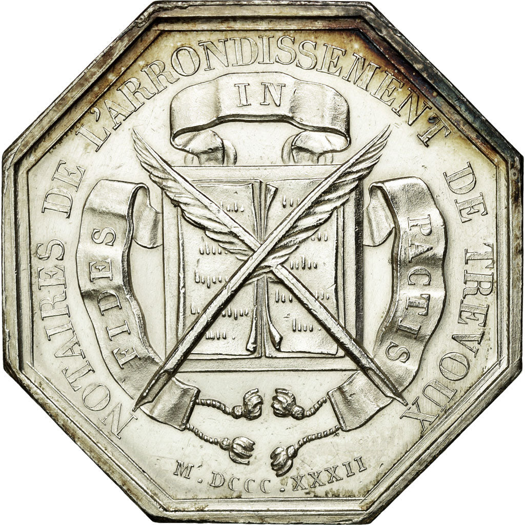 France, Token, Notary, 1832, MS(63), Silver, Lerouge:409