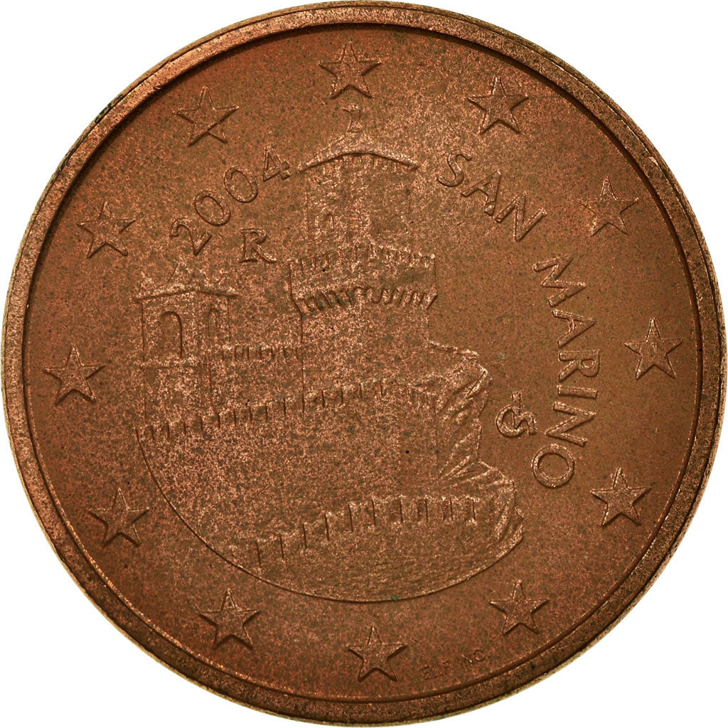 San Marino, 5 Euro Cent, 2004, EF(40-45), Aço Cromado a Cobre, KM:442