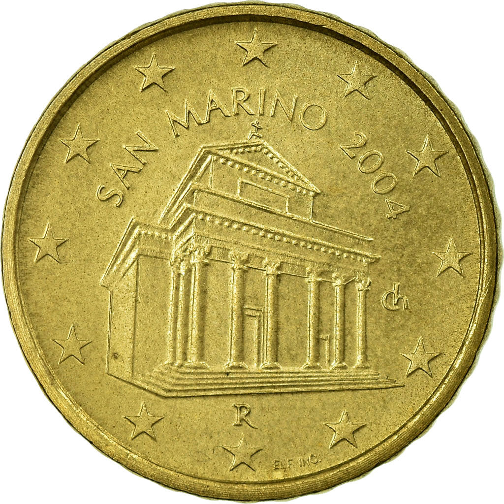 San Marino, 10 Euro Cent, 2004, AU(55-58), Brass, KM:443