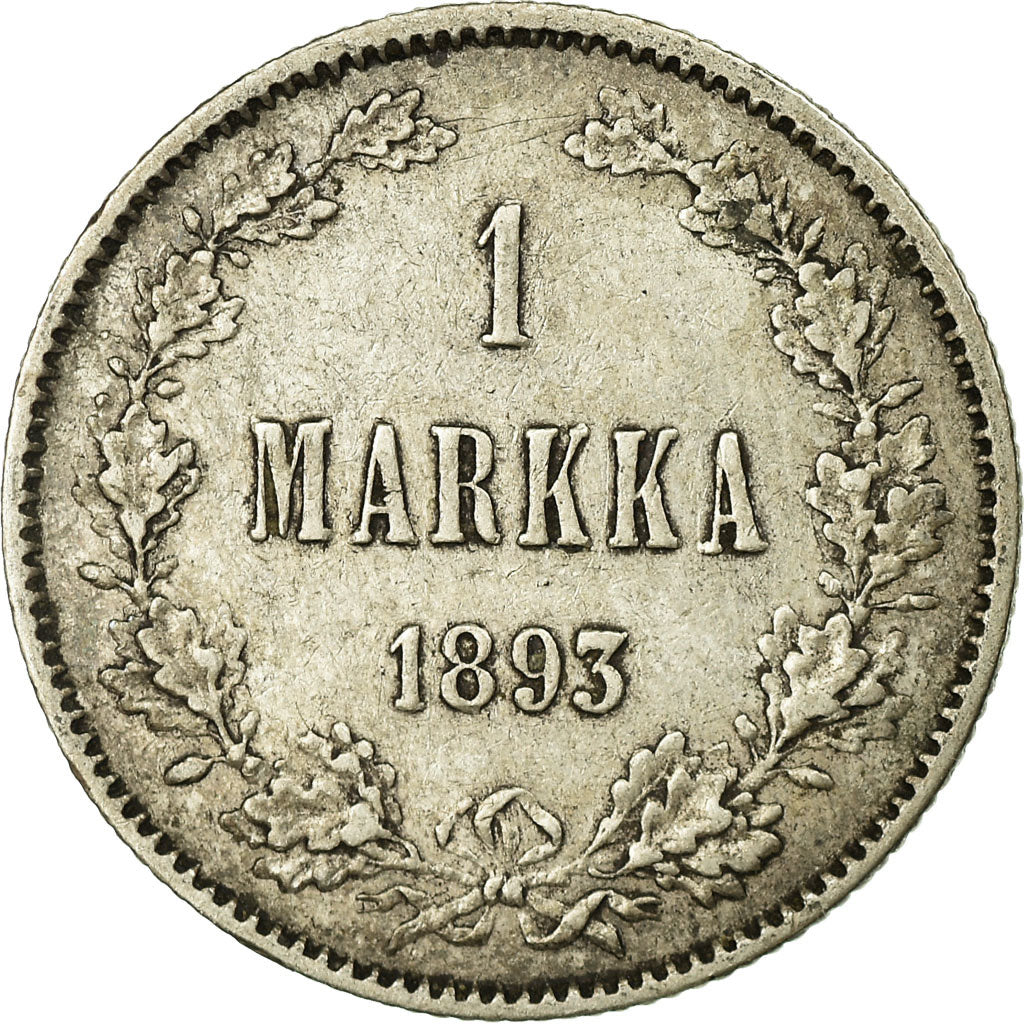 Moneta, Finlandia, Nicholas II, Markka, 1893, AU(50-53), Srebro, KM:3.2