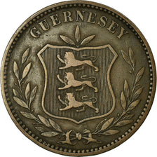 Coin, Guernsey, 8 Doubles, 1885, Heaton, Birmingham, AU(50-53), Bronze, KM:7